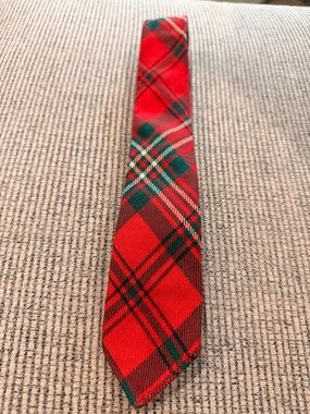 100% New Wool Scotland Lochcarron Red Plaid Men's Women’s Tie Preppy Old Money